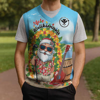 Personalized Hawaii Golf Christmas Knitted V-Neck Vest Mele Kalikimaka Funny Golfer Santa LT01 - Polynesian Pride