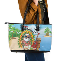 Hawaii Golf Christmas Leather Tote Bag Mele Kalikimaka Funny Golfer Santa LT01 - Polynesian Pride