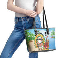Hawaii Golf Christmas Leather Tote Bag Mele Kalikimaka Funny Golfer Santa LT01 - Polynesian Pride