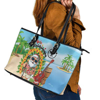 Hawaii Golf Christmas Leather Tote Bag Mele Kalikimaka Funny Golfer Santa LT01 - Polynesian Pride