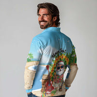 Personalized Hawaii Golf Christmas Long Sleeve Polo Shirt Mele Kalikimaka Funny Golfer Santa - Polynesian Pride