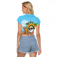 Personalized Hawaii Golf Christmas Raglan Cropped T Shirt Mele Kalikimaka Funny Golfer Santa LT01 - Polynesian Pride