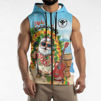 Personalized Hawaii Golf Christmas Sleeveless Zip Hoodie Mele Kalikimaka Funny Golfer Santa LT01 - Polynesian Pride