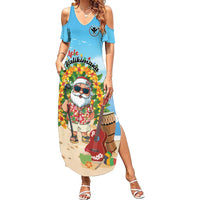 Personalized Hawaii Golf Christmas Summer Maxi Dress Mele Kalikimaka Funny Golfer Santa LT01 Women Blue - Polynesian Pride