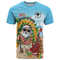 Personalized Hawaii Golf Christmas T Shirt Mele Kalikimaka Funny Golfer Santa LT01 Blue - Polynesian Pride