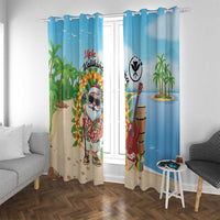 Hawaii Golf Christmas Window Curtain Mele Kalikimaka Funny Golfer Santa - Polynesian Pride
