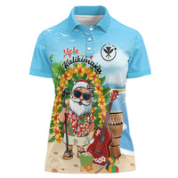 Personalized Hawaii Golf Christmas Women Polo Shirt Mele Kalikimaka Funny Golfer Santa LT01 Female Blue - Polynesian Pride