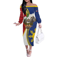 Personalized Philippines Family Matching Off The Shoulder Long Sleeve Dress and Hawaiian Shirt Filipino Araw ng Kalayaan