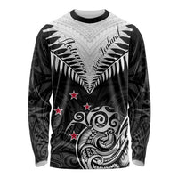 New Zealand Long Sleeve Shirt Aotearoa Maori Kiwi Black Fern LT01 Unisex Black - Polynesian Pride