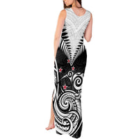Personalised New Zealand Tank Maxi Dress Aotearoa Maori Kiwi Black Fern LT01 - Polynesian Pride