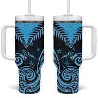 New Zealand Tumbler With Handle Aotearoa Blue Maori Kiwi Blue Fern