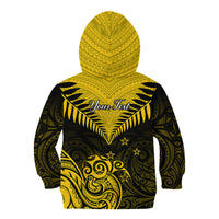 Personalised Aotearoa Kid Hoodie Maori Kiwi Yellow Fern LT01 - Polynesian Pride