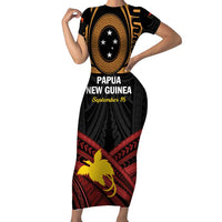 Papua New Guinea Bird of Paradise Family Matching Short Sleeve Bodycon Dress and Hawaiian Shirt 16 September 1975 Independence Day Anniversary