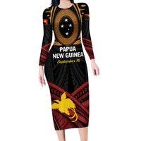 Papua New Guinea Bird of Paradise Long Sleeve Bodycon Dress 16 September 1975 Independence Day Anniversary