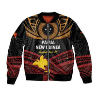 Papua New Guinea Bird of Paradise Sleeve Zip Bomber Jacket 16 September 1975 Independence Day Anniversary