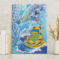 Tuvalu mo te Atua Canvas Wall Art Tuvalu Dolphin Polynesian Pattern LT01 Without Frame Blue - Polynesian Pride