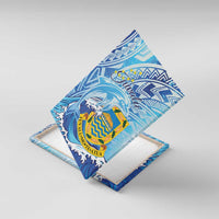 Tuvalu mo te Atua Canvas Wall Art Tuvalu Dolphin Polynesian Pattern LT01 With Frame Blue - Polynesian Pride