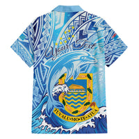 Tuvalu mo te Atua Family Matching Off Shoulder Short Dress and Hawaiian Shirt Tuvalu Dolphin Polynesian Pattern LT01 - Polynesian Pride