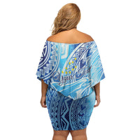Tuvalu mo te Atua Family Matching Off Shoulder Short Dress and Hawaiian Shirt Tuvalu Dolphin Polynesian Pattern LT01 - Polynesian Pride