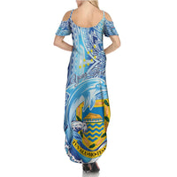 Tuvalu mo te Atua Family Matching Summer Maxi Dress and Hawaiian Shirt Tuvalu Dolphin Polynesian Pattern LT01 - Polynesian Pride