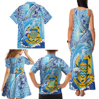 Tuvalu mo te Atua Family Matching Tank Maxi Dress and Hawaiian Shirt Tuvalu Dolphin Polynesian Pattern LT01 - Polynesian Pride