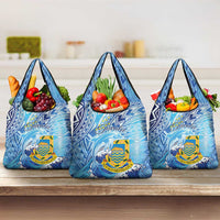 Tuvalu mo te Atua Grocery Bag Tuvalu Dolphin Polynesian Pattern LT01 3-pack One Size Blue - Polynesian Pride