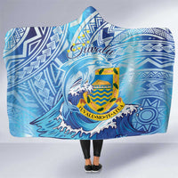Tuvalu mo te Atua Hooded Blanket Tuvalu Dolphin Polynesian Pattern LT01 One Size Blue - Polynesian Pride