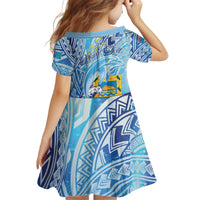 Tuvalu mo te Atua Kid Short Sleeve Dress Tuvalu Dolphin Polynesian Pattern