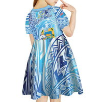 Tuvalu mo te Atua Kid Short Sleeve Dress Tuvalu Dolphin Polynesian Pattern