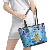 Tuvalu mo te Atua Leather Tote Bag Tuvalu Dolphin Polynesian Pattern LT01 - Polynesian Pride