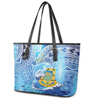 Tuvalu mo te Atua Leather Tote Bag Tuvalu Dolphin Polynesian Pattern LT01 - Polynesian Pride