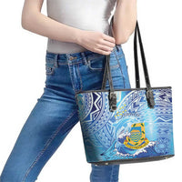 Tuvalu mo te Atua Leather Tote Bag Tuvalu Dolphin Polynesian Pattern LT01 - Polynesian Pride
