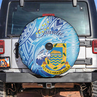 Tuvalu mo te Atua Spare Tire Cover Tuvalu Dolphin Polynesian Pattern LT01 Blue - Polynesian Pride
