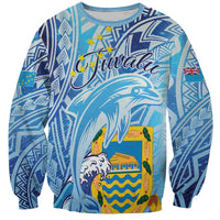 Tuvalu mo te Atua Sweatshirt Tuvalu Dolphin Polynesian Pattern LT01 Unisex Blue - Polynesian Pride