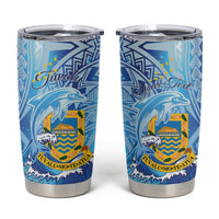 Tuvalu mo te Atua Tumbler Cup Tuuvalu Dolphin Polynesian Pattern LT01 Blue - Polynesian Pride