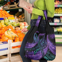 In September We Wear Teal And Purple Grocery Bag Magic Ribbon Semicolon LT01 - Polynesian Pride