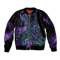 In September We Wear Teal And Purple Sleeve Zip Bomber Jacket Magic Ribbon Semicolon