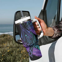 In September We Wear Teal And Purple Tumbler With Handle Magic Ribbon Semicolon LT01 - Polynesian Pride