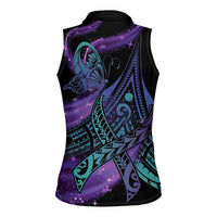 In September We Wear Teal And Purple Women Sleeveless Polo Shirt Magic Ribbon Semicolon