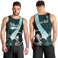 Chuuk Constitution Day Men Tank Top Hibiscus Turquoise Pattern