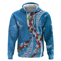 Fiji Tagimaucia Floral Hoodie Tapa Pattern LT01 Pullover Hoodie Blue - Polynesian Pride