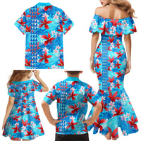 Hawaii Christmas Family Matching Mermaid Dress and Hawaiian Shirt Santa Claus Surfing Kakau Tropical Style LT01 - Polynesian Pride