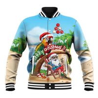 Personalized Hawaii Santa Parrot Christmas Baseball Jacket Summer Vibe - Polynesian Pride