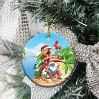 Hawaii Santa Parrot Christmas Ceramic Ornament Summer Vibe - Polynesian Pride
