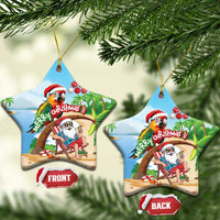 Hawaii Santa Parrot Christmas Ceramic Ornament Summer Vibe - Polynesian Pride