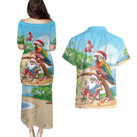 Personalized Hawaii Santa Parrot Christmas Couples Matching Puletasi and Hawaiian Shirt Summer Vibe LT01 - Polynesian Pride