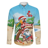 Personalized Hawaii Santa Parrot Christmas Family Matching Long Sleeve Bodycon Dress and Hawaiian Shirt Summer Vibe - Polynesian Pride