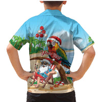 Personalized Hawaii Santa Parrot Christmas Family Matching Mermaid Dress and Hawaiian Shirt Summer Vibe - Polynesian Pride