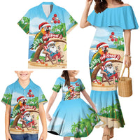 Personalized Hawaii Santa Parrot Christmas Family Matching Mermaid Dress and Hawaiian Shirt Summer Vibe - Polynesian Pride