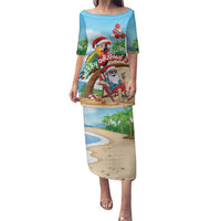 Personalized Hawaii Santa Parrot Christmas Family Matching Puletasi and Hawaiian Shirt Summer Vibe - Polynesian Pride